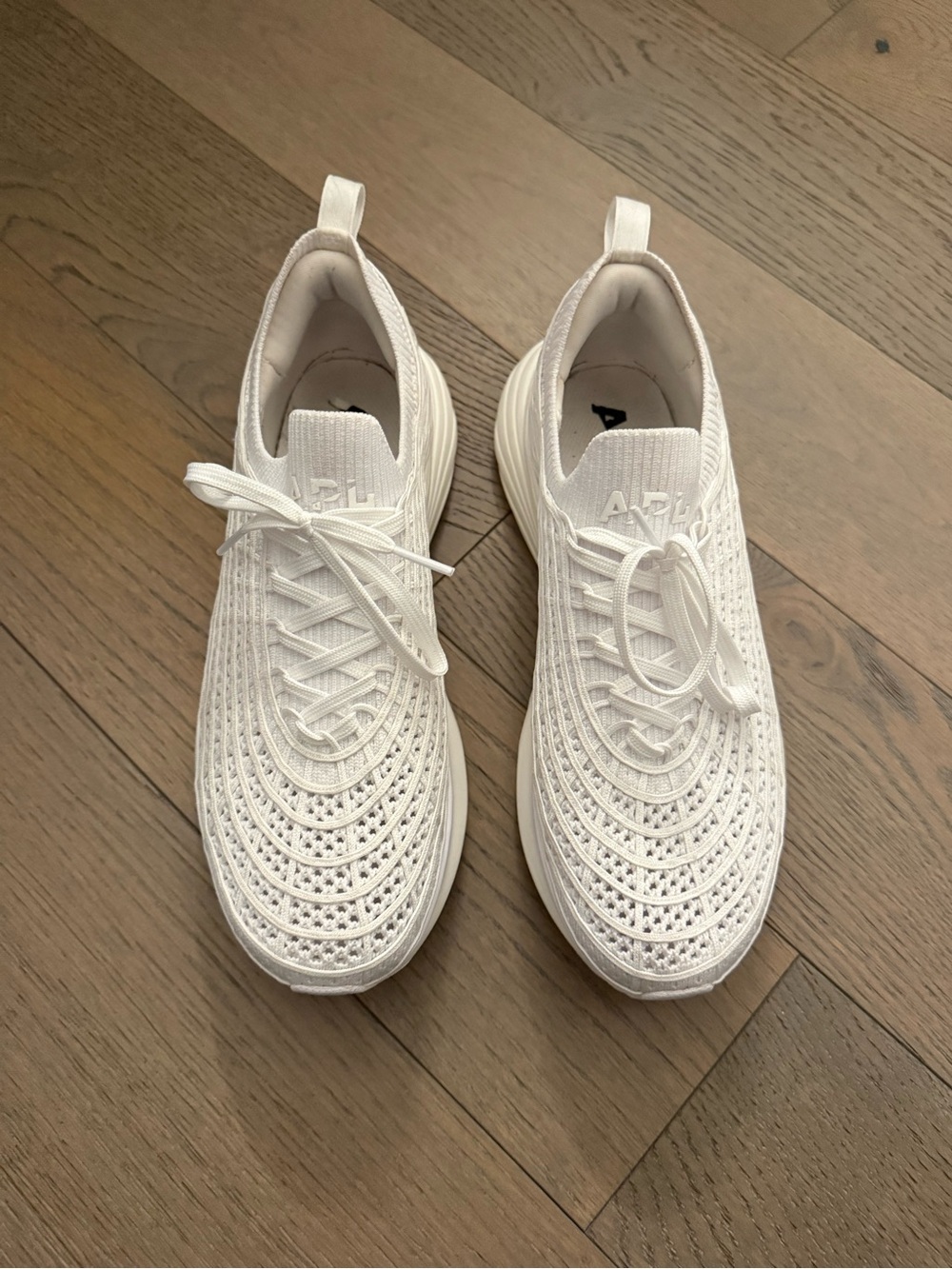 APL White Knit Lace-Up Slip-On Sneakers